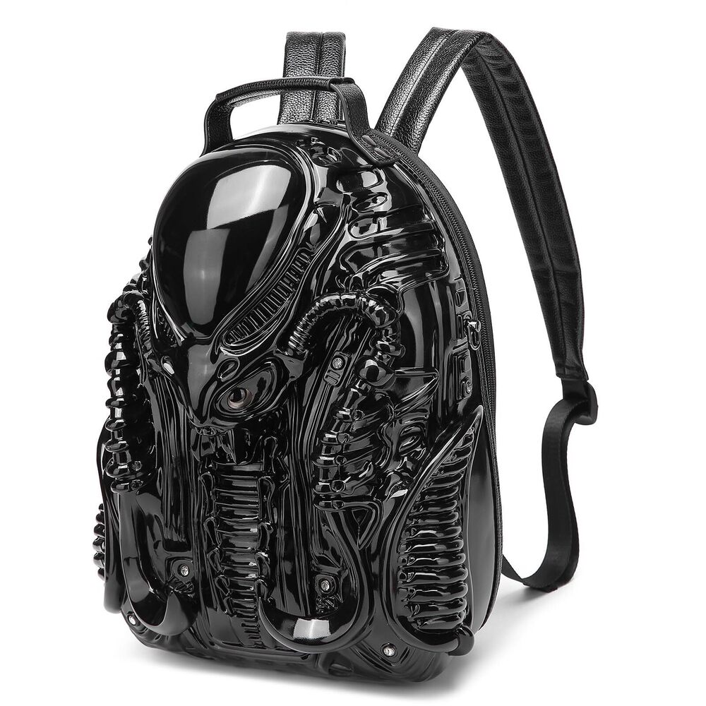 5502 and PVC 3D Xenomorph Shaped Purse Alien Backpack, Black